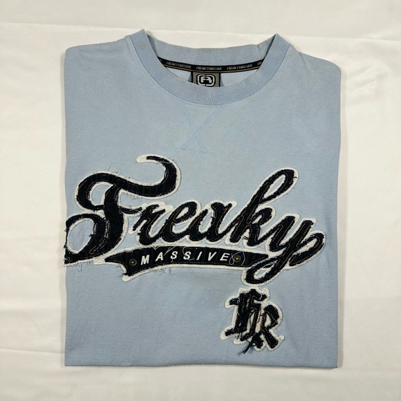 Y2K 2000s Freaky Massive Streetwear Denim Graphic T Shirt - Picture 3 of 10
